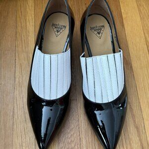 John Fluevog Black/White Patent Leather Heels